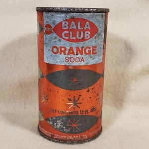 Vintage 1960's Acme Bala Club Orange Metal Soda Can